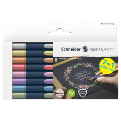 Набор ручек-роллеров Schneider "Paint-It 050" 08цв., металлик, 0,4мм, европодвес