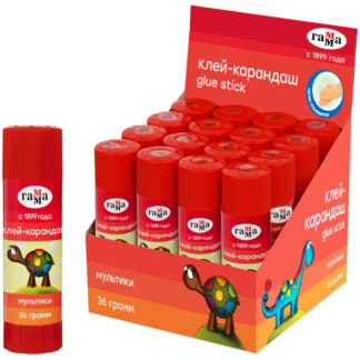 Клей-карандаш Гамма "Мультики", 36г, ПВП
