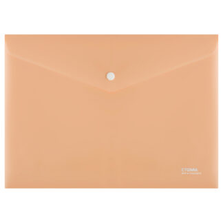Папка-конверт на кнопке СТАММ "Акцент" А4, 180мкм, пластик, непрозрачная, персиковая