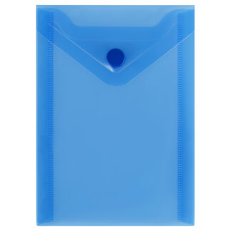 Папка-конверт на кнопке СТАММ А6 (105*148мм), 150мкм, пластик, прозрачная, синяя