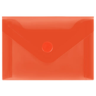 Папка-конверт на кнопке СТАММ А7 (74*105мм), 150мкм, пластик, прозрачная, красная